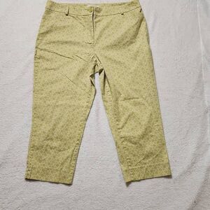Talbots Women's Size 16P Petite Yellow White Cropped Pants Trousers